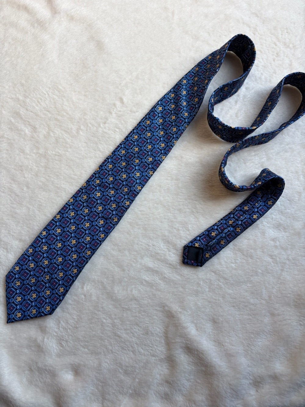 Cotswold Collection by J.S. Blank Men's Geometric Blue Silk Tie Designer Classic